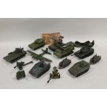 A COLLECTION OF DIE CAST ARMY RELATED TOY VEHICLES to include Dinky and Britains examples