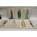 KATHERINE M DAY (Exh. 1936-1939). Seven illustrations of various medieval Kings and Queens costumes,