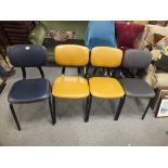 A SET OF FOUR HARLEQUIN MODERN LEATHER DINING CHAIRS