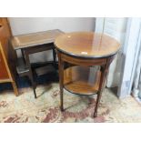 TWO EDWARDIAN MAHOGANY INLAID OCCASIONAL TABLES