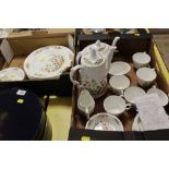 TWO TRAYS OF AYNSLEY COTTAGE GARDEN CHINA 34 pieces in total to include tea and coffee pots