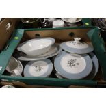 A TRAY OF ROYAL DOULTON ROSE ELEGANS DINNER WARE