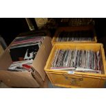 A BOX OF LP RECORDS TO INCLUDE THE MONKEES, BOOMTOWN RATS, OASIS, together with two boxes of 7