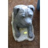 A STONE BULLDOG FIGURE