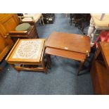 TWO VINTAGE TEAK OCCASIONAL TABLES TOGETHER WITH A RETRO TEAK TILE TOP TABLE (2)