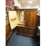 A MAHOGANY REPRODUCTION DRINKS CABINET H 142, W 92 CM A/F