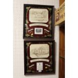 A PAIR OF FRAMED WINE ADVERTISING MIRRORS - Chateau Latour & CH Lafite Rothschild, with inset wine