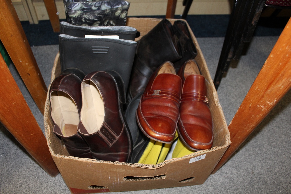 A BOX OF SHOES, to include Samuel winter 8 1/2, leather Barker Novas 9 1/2, plus wellies etc
