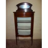 AN EDWARDIAN MAHOGANY BOW FRONTED DISPLAY CABINET