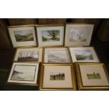 A COLLECTION OF ASSORTED PRINTS TO INCLUDE COUNTRYSIDE SCENES AND GOLFING INTEREST