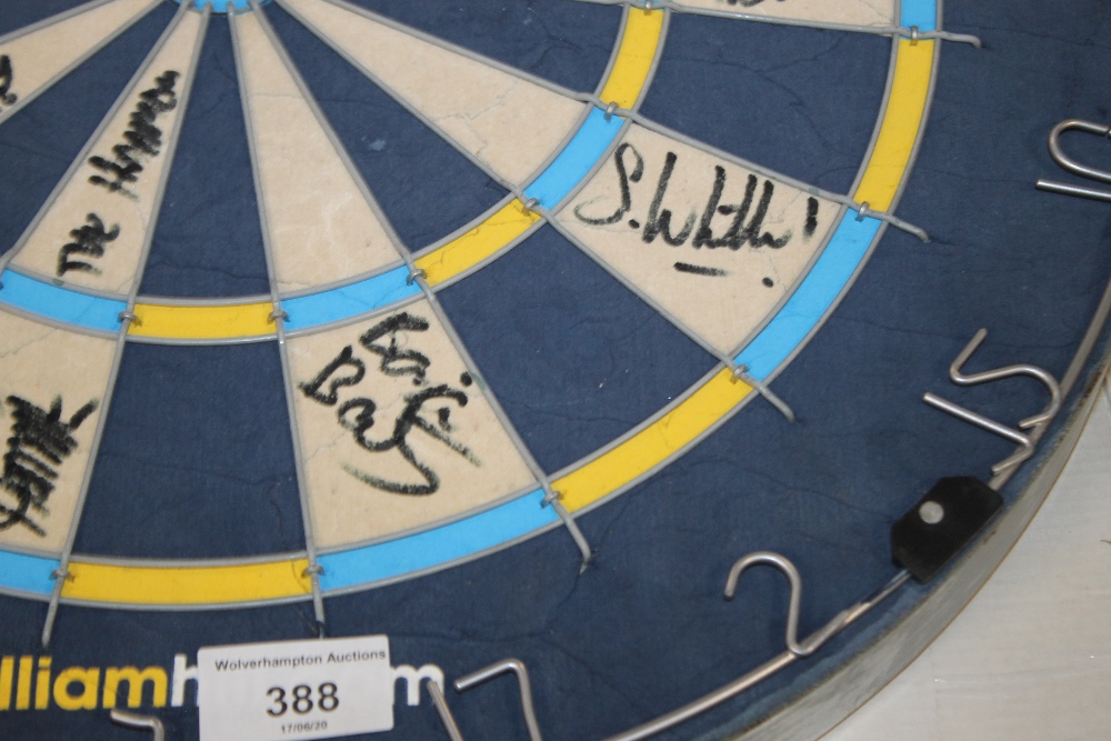 TWO AUTOGRAPHED MATCH DART BOARDS ONE FROM WOLVERHAMPTON BEARING VARIOUS SIGNATURES, TO INCLUDE, - Image 5 of 6