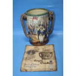 A ROYAL DOULTON LIMITED EDITION TWIN HANDLED JUG DEPICTING NELSON, 185/600 WITH CERTIFICATE OF