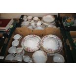 TWO TRAYS OF MAINLY ROYAL DOULTON TEA & DINNERWARE 'ENGLISH ROSE' PATTERN (NOT INCLUDING TRAYS)