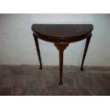 A QUEEN ANNE STYLE HALF MOON MAHOGANY HALL TABLE
