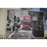 A LARGE MODERN PRINT OF A LONDON BUS NO. 38