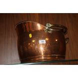 A COPPER COAL SCUTTLE