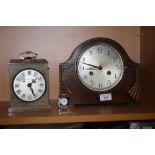 TWO MANTEL CLOCKS TOGETHER WITH A MINIATURE CLOCK (3)