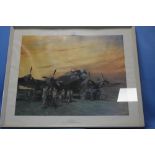 A FRAMED TERENCE CUNEO PRINT TITLED 'THE LAST HALIFAX' (FRAME A/F)