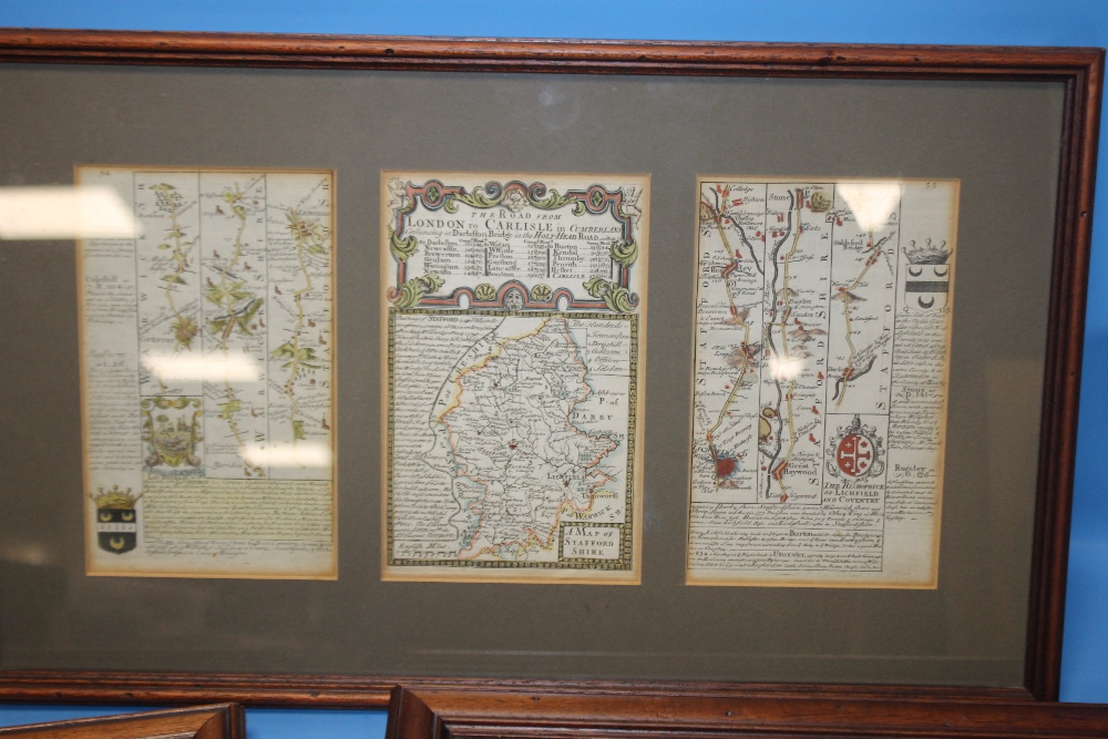 OWEN & BOWEN COUNTY MAP OF STAFFORDSHIRE double framed with two Owen & Bowen road strips showing - Image 3 of 4