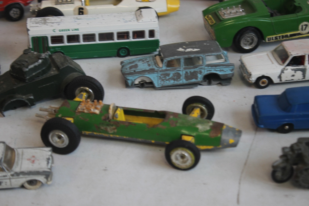 A QUANTITY OF PLAYWORN DIECAST AND OTHER VEHICLES, to include Triang Spot on, Lone Star, Britains - Image 3 of 4