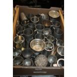A TRAY OF MAINLY PEWTER TANKARDS (NOT INCLUDING TRAY)