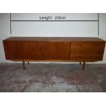 A MODULUS TEAK RETRO SIDE BOARD, L 226 CM