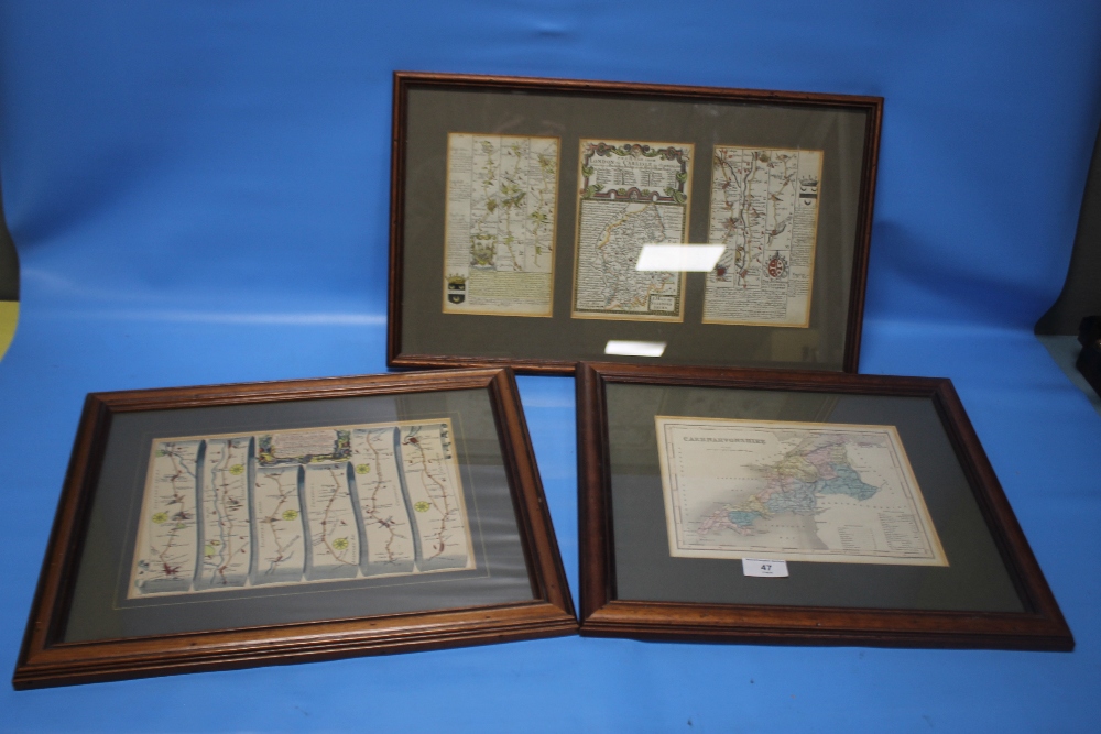 OWEN & BOWEN COUNTY MAP OF STAFFORDSHIRE double framed with two Owen & Bowen road strips showing