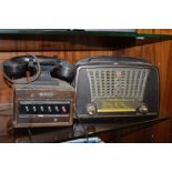 A VINTAGE RADIO TOGETHER WITH A DICTOGRAPH