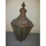 A VINTAGE COPPER STREET LAMP LANTERN