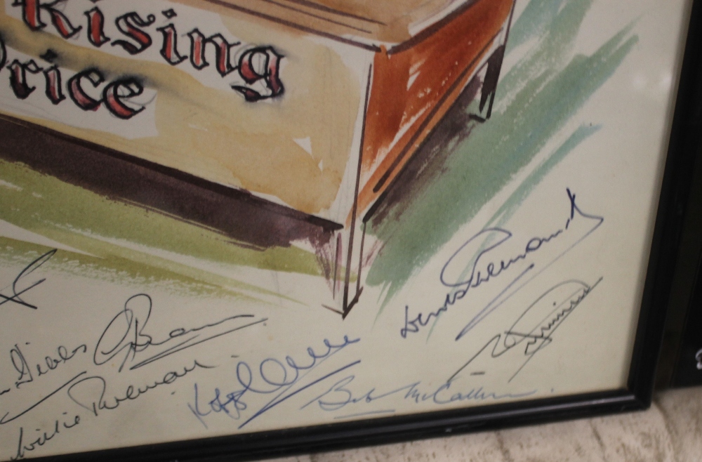 A CARTOON PRINT OF GOLFING INTEREST WITH NUMEROUS SIGNATURES - Image 3 of 3