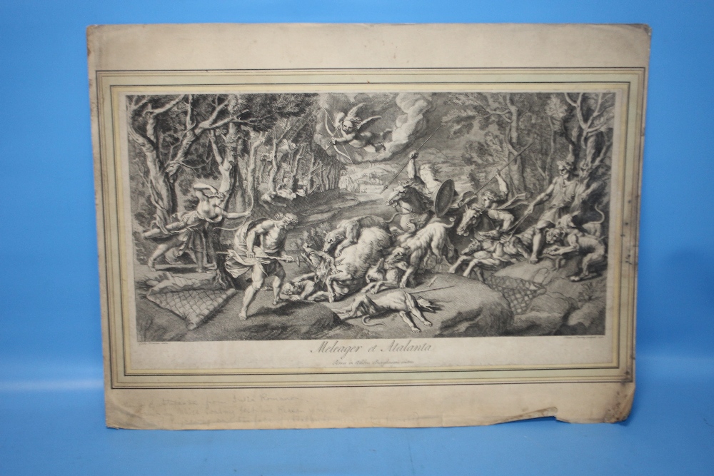 AN 18TH CENTURY ENGRAVING ENTITLED 'MELEAGER ET ATALANTA', engraved by Franc. Lonsing 1772 after