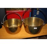 TWO BRASS JAM PANS