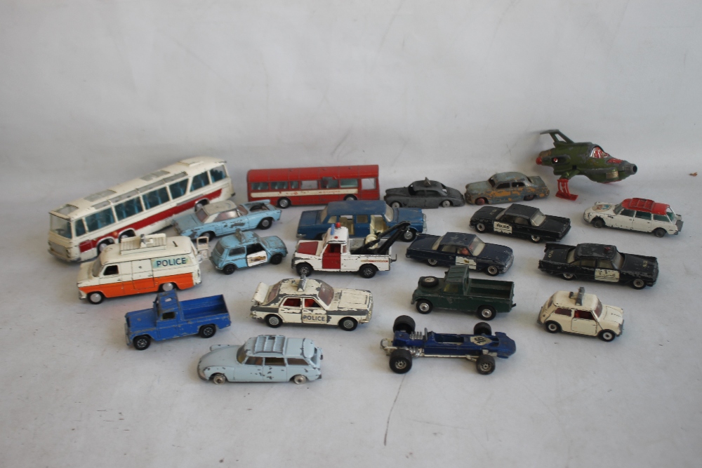 A QUANTITY OF PLAYWORN DINKY AND CORGI DIECAST VEHICLES