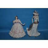 TWO ROYAL WORCESTER FIGURINES TO INCLUDE 'THE MASQUERADE BEGINS' AND 'DIANA' (2)