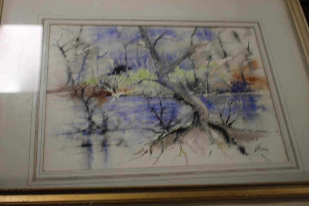 FOUR FRAMED WATERCOLOURS INCLUDING THREE COUNTRYSIDE SCENES SIGNED T. GIBBS - Image 4 of 5