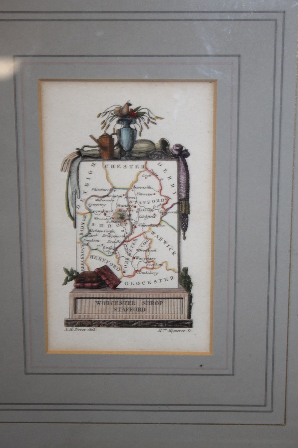 UNUSUAL PERROT MAP OF WORCESTER, SHROPSHIRE AND STAFFORDSHIRE c.1823, known as the 'Gravestone - Image 4 of 9