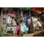 THREE BOXES OF ASSORTED ITEMS TO INCLUDE PHONE CASES, BAMBOO TOOTHBRUSHES, HALLOWEEN DECORATIONS