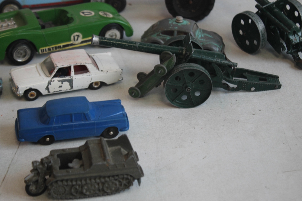 A QUANTITY OF PLAYWORN DIECAST AND OTHER VEHICLES, to include Triang Spot on, Lone Star, Britains - Image 4 of 4