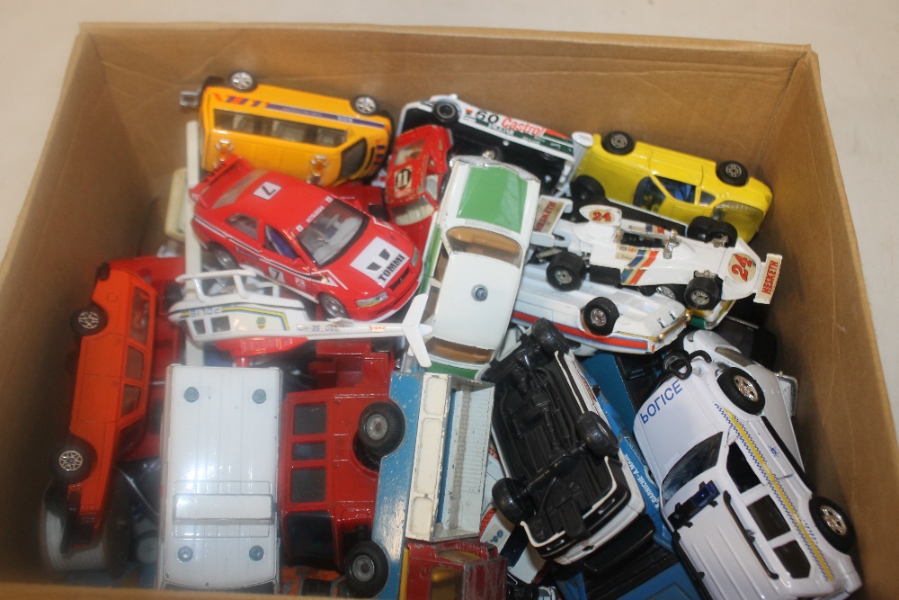 A QUANTITY OF PLAYWORN DIECAST VEHICLES, by Corgi, Matchbox, Burago etc