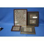 RICHARD BLOME MAP OF STAFFORDSHIRE c.1673 hand colour, 38 x 29 cm including frame together with