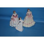 THREE ROYAL DOULTON FIGURINES TO INCLUDE 'YOURS FOREVER', 'TENDER MOMENTS' AND 'LOVING THOUGHTS' (