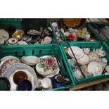 FOUR TRAYS OF CERAMICS TO INCLUDE A POOLE PLATE ETC. (NOT INCLUDING TRAYS)