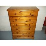 A PINE SET OF SIX DRAWERS