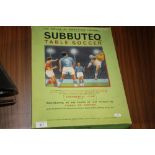 A SUBBUTEO SOFT SOCCER TABLE AND ACCESSORIES