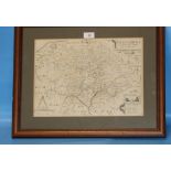 WILLIAM KIP MAP OF STAFFORDSHIRE, c.1637, uncoloured, 43 x 54 cm including frame