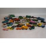 A QUANTITY OF PLAYWORN DIECAST VEHICLES, by Matchbox, Corgi, Corgi Juniors, Majorette Mattel Hot