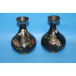 A PAIR OF CLOISONNE VASES, HEIGHT APPROX. 10 CMCondition Report:/b>One has a dent