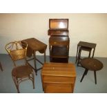 A SELECTION OF EIGHT ITEMS TO INCLUDE A SERVING TEA TROLLEY WITH DRAWER, A DROPLEAF TABLE, A STEEL