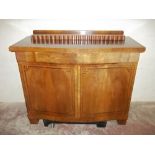 A MAHOGANY BOWED EDWARDIAN STYLE SIDEBOARD