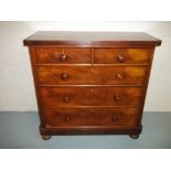 A 1920S MAHOGANY CHEST OF DRAWERS, THREE + TWO ON BALL FEET